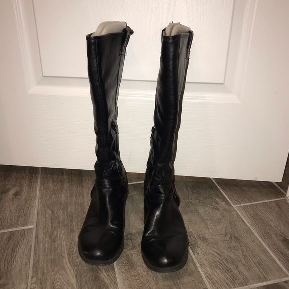 Charlotte Russe Shoes - Wide Calf Black Leather Riding Boots 9-9.5